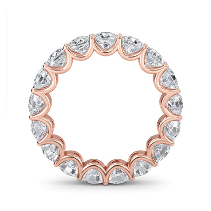 Amiri Cushion cut lab grown diamond U Prong Eternity band Rose Gold ring for women - elegant and sustainable jewelry by Wenoor