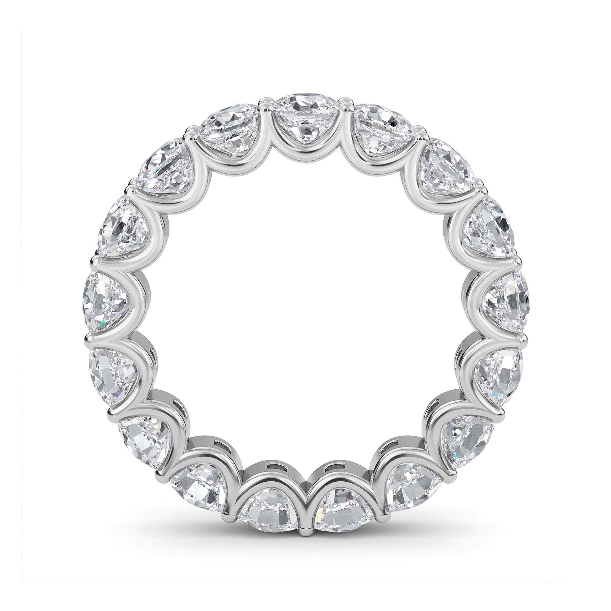 Amiri Cushion cut lab grown diamond U Prong Eternity band White Gold ring for women - elegant and sustainable jewelry by Wenoor