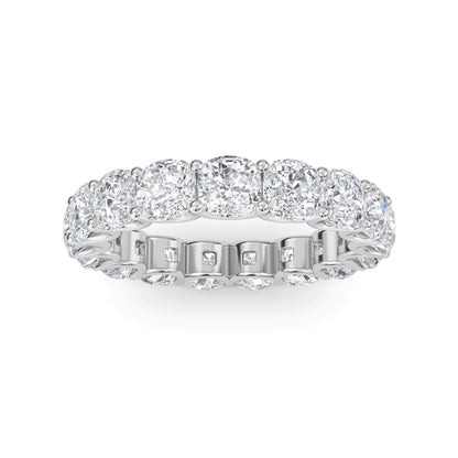 Amiri Cushion cut lab grown diamond U Prong Eternity band White Gold ring for women - elegant and sustainable jewelry by Wenoor