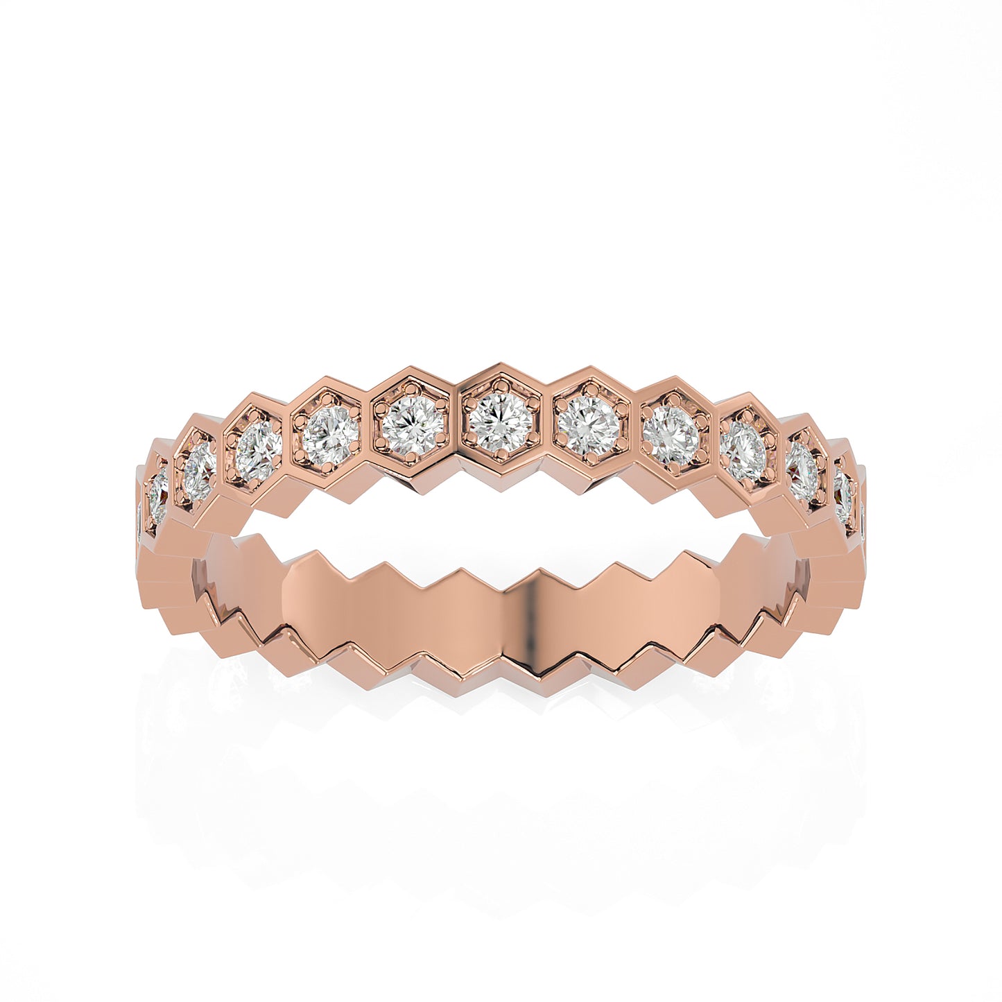 Andi Round cut lab grown diamond Bezel Stackable Eternity band Rose Gold ring for women - elegant and sustainable jewelry by Wenoor