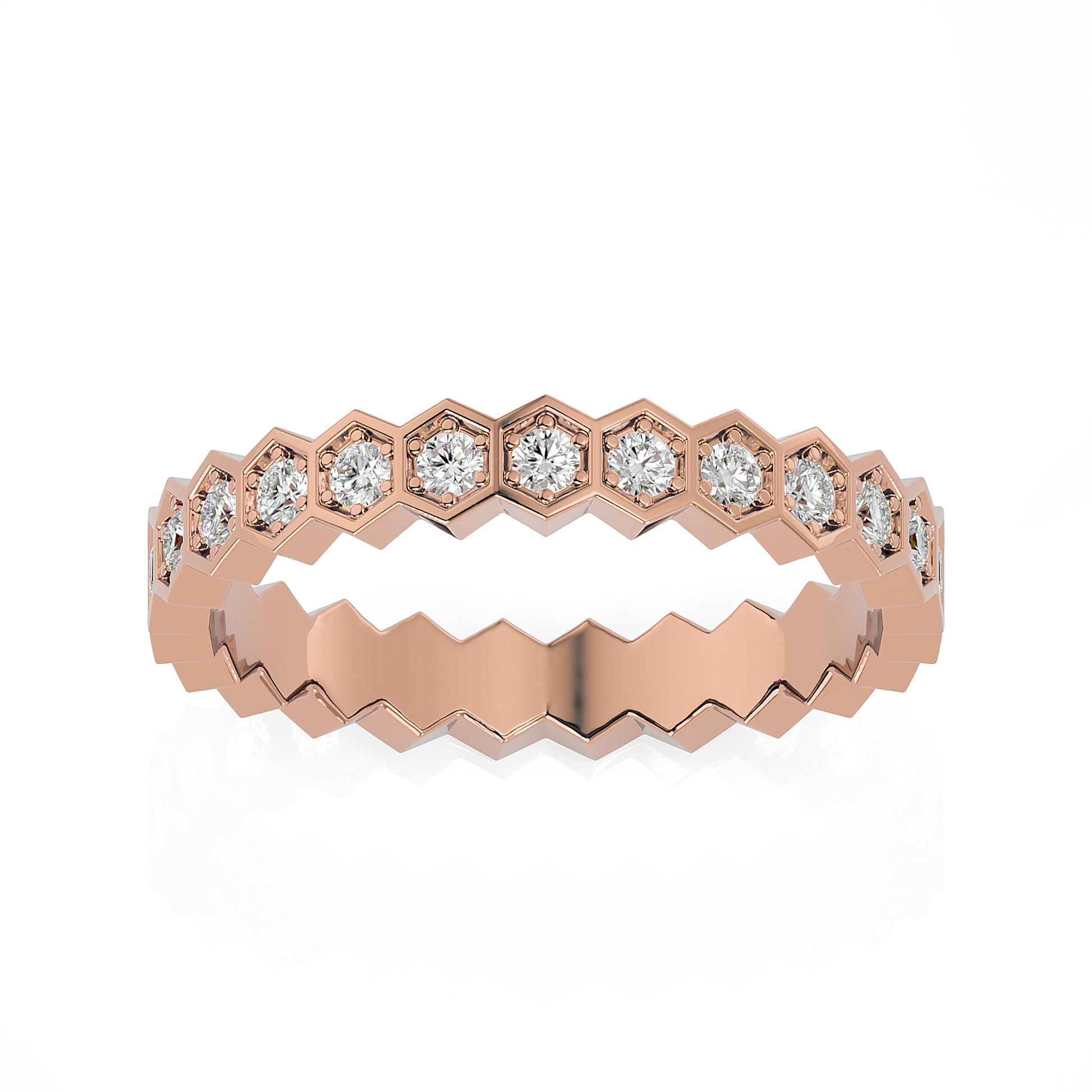 Andi Round cut lab grown diamond Bezel Stackable Eternity band Rose Gold ring for women - elegant and sustainable jewelry by Wenoor