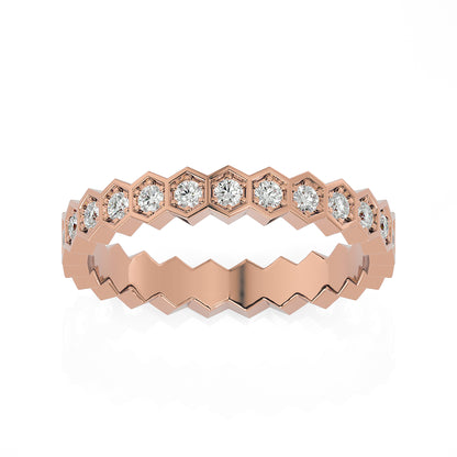 Andi Round cut lab grown diamond Bezel Stackable Eternity band Rose Gold ring for women - elegant and sustainable jewelry by Wenoor