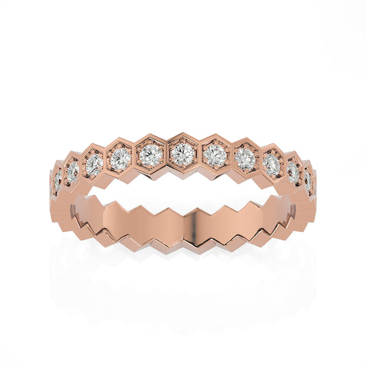 Andi Round cut lab grown diamond Bezel Stackable Eternity band Rose Gold ring for women - elegant and sustainable jewelry by Wenoor