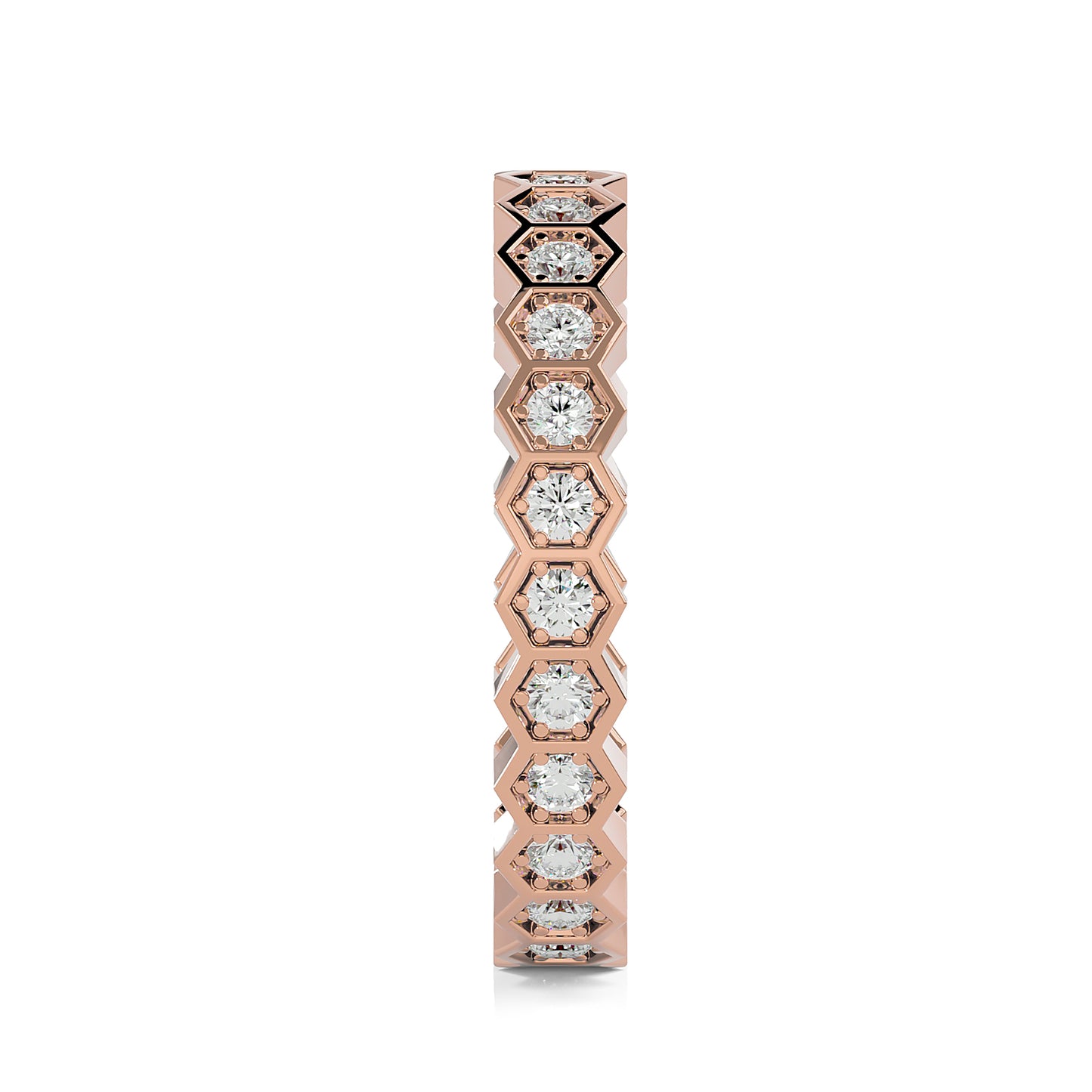 Andi Round cut lab grown diamond Bezel Stackable Eternity band Rose Gold ring for women - elegant and sustainable jewelry by Wenoor