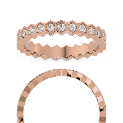 Andi Round cut lab grown diamond Bezel Stackable Eternity band Rose Gold ring for women - elegant and sustainable jewelry by Wenoor