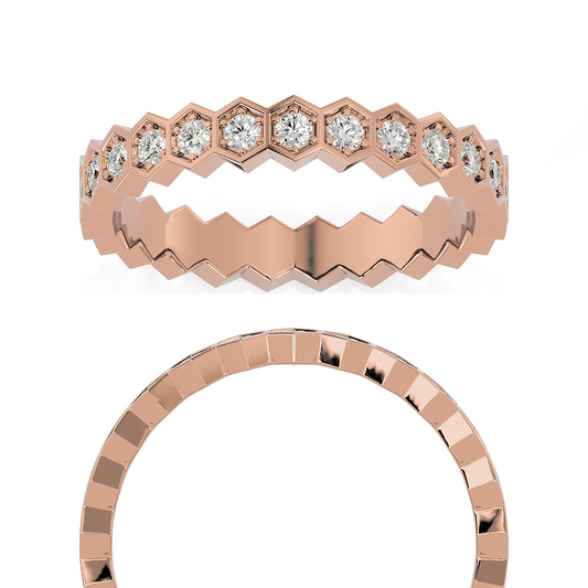 Andi Round cut lab grown diamond Bezel Stackable Eternity band Rose Gold ring for women - elegant and sustainable jewelry by Wenoor