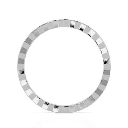 Andi Round cut lab grown diamond Bezel Stackable Eternity band White Gold ring for women - elegant and sustainable jewelry by Wenoor