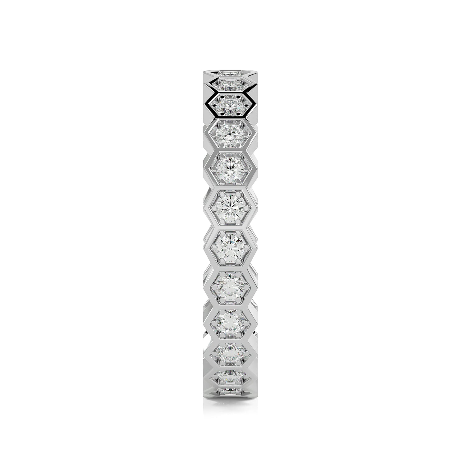 Andi Round cut lab grown diamond Bezel Stackable Eternity band White Gold ring for women - elegant and sustainable jewelry by Wenoor