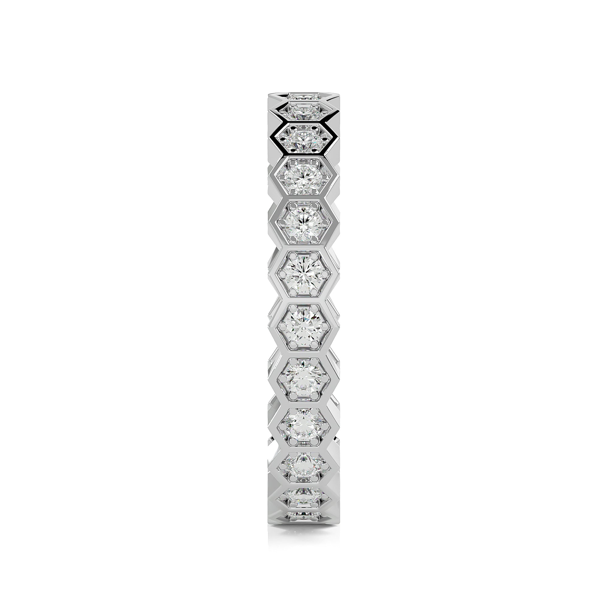 Andi Round cut lab grown diamond Bezel Stackable Eternity band White Gold ring for women - elegant and sustainable jewelry by Wenoor
