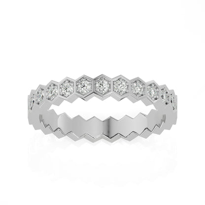 Andi Round cut lab grown diamond Bezel Stackable Eternity band White Gold ring for women - elegant and sustainable jewelry by Wenoor