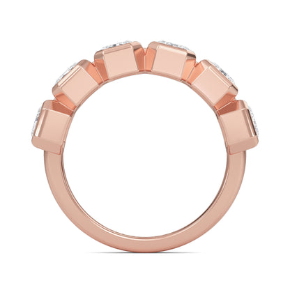 Anya Emerald cut lab grown diamond Bezel Eternity band Rose Gold ring for women - elegant and sustainable jewelry by Wenoor