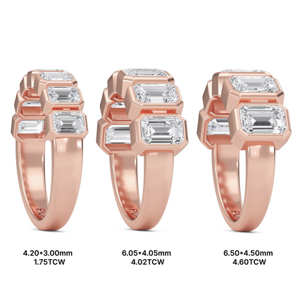 Anya Emerald cut lab grown diamond Bezel Eternity band Rose Gold ring for women - elegant and sustainable jewelry by Wenoor