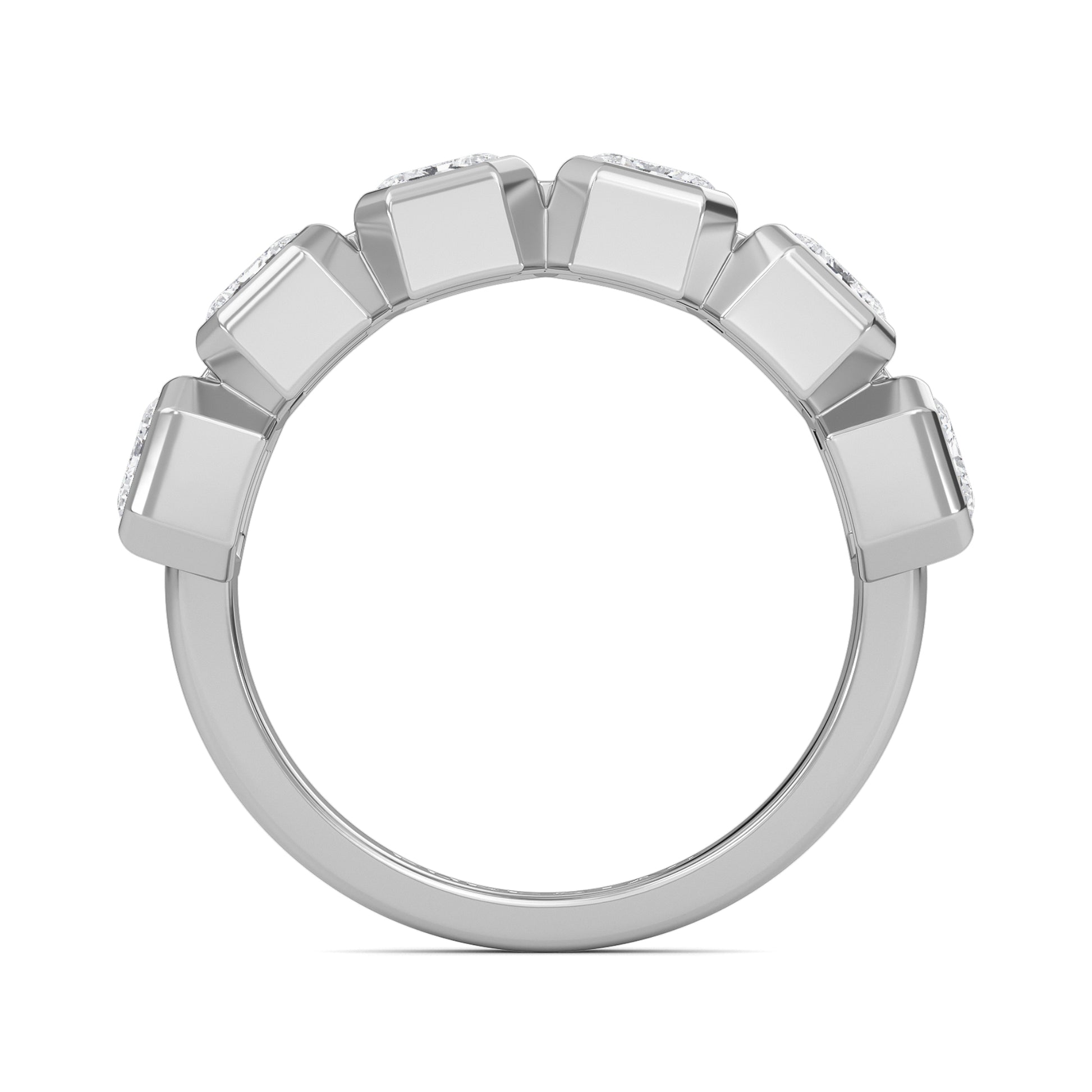 Anya Emerald cut lab grown diamond Bezel Eternity band White Gold ring for women - elegant and sustainable jewelry by Wenoor
