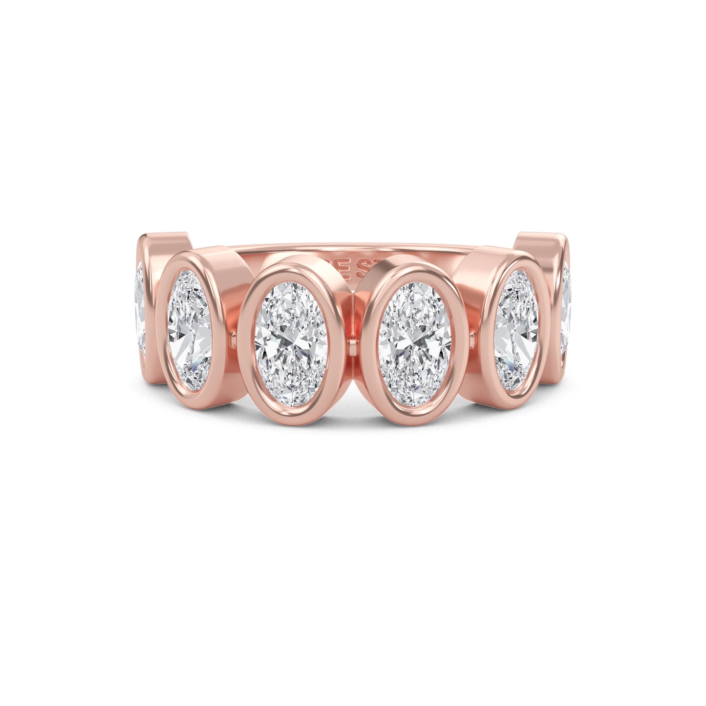 Aurelia Oval cut lab-grown diamond Half Bezel eternity band Rose Gold ring for women - elegant and sustainable jewelry by Wenoor