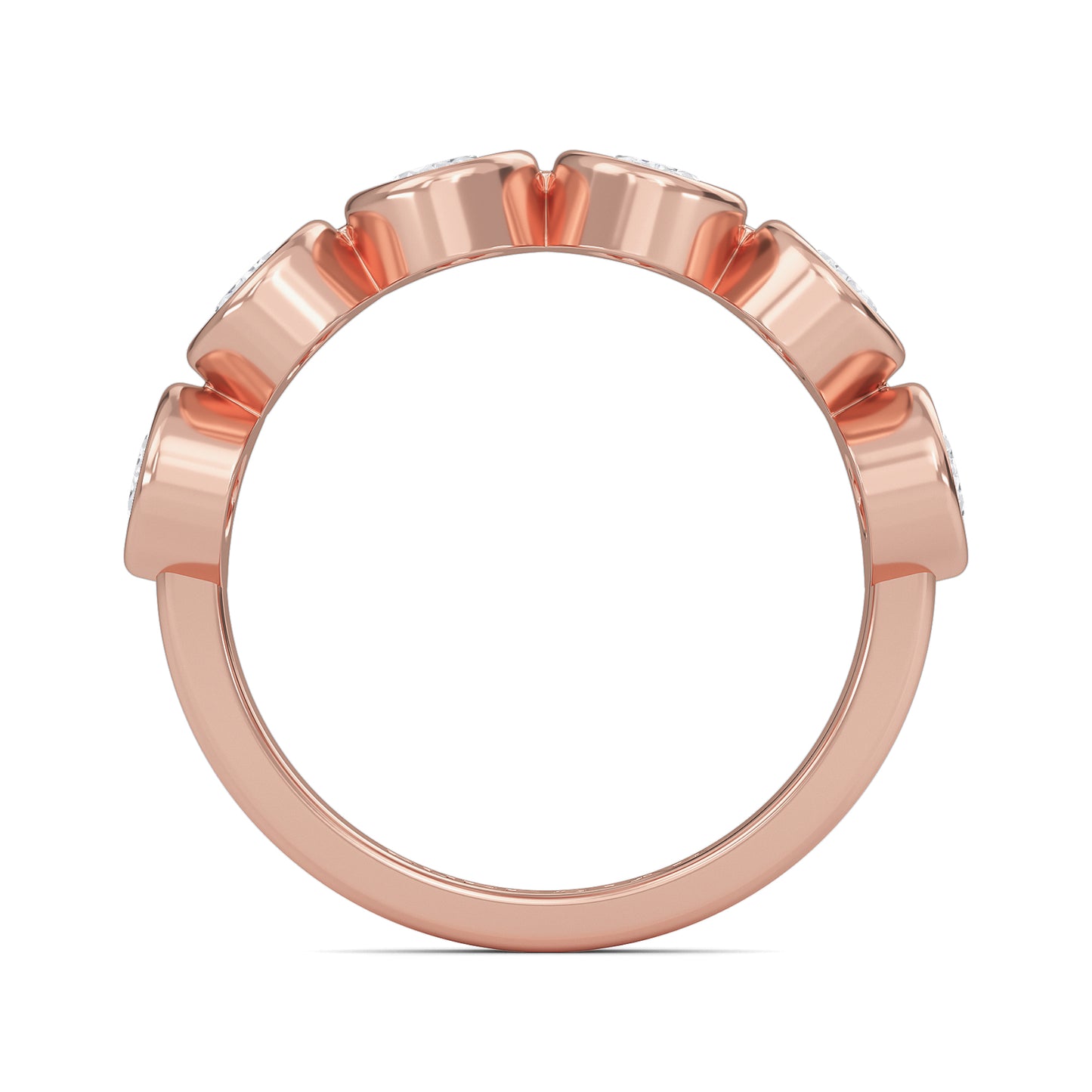 Aurelia Oval cut lab-grown diamond Half Bezel eternity band Rose Gold ring for women - elegant and sustainable jewelry by Wenoor