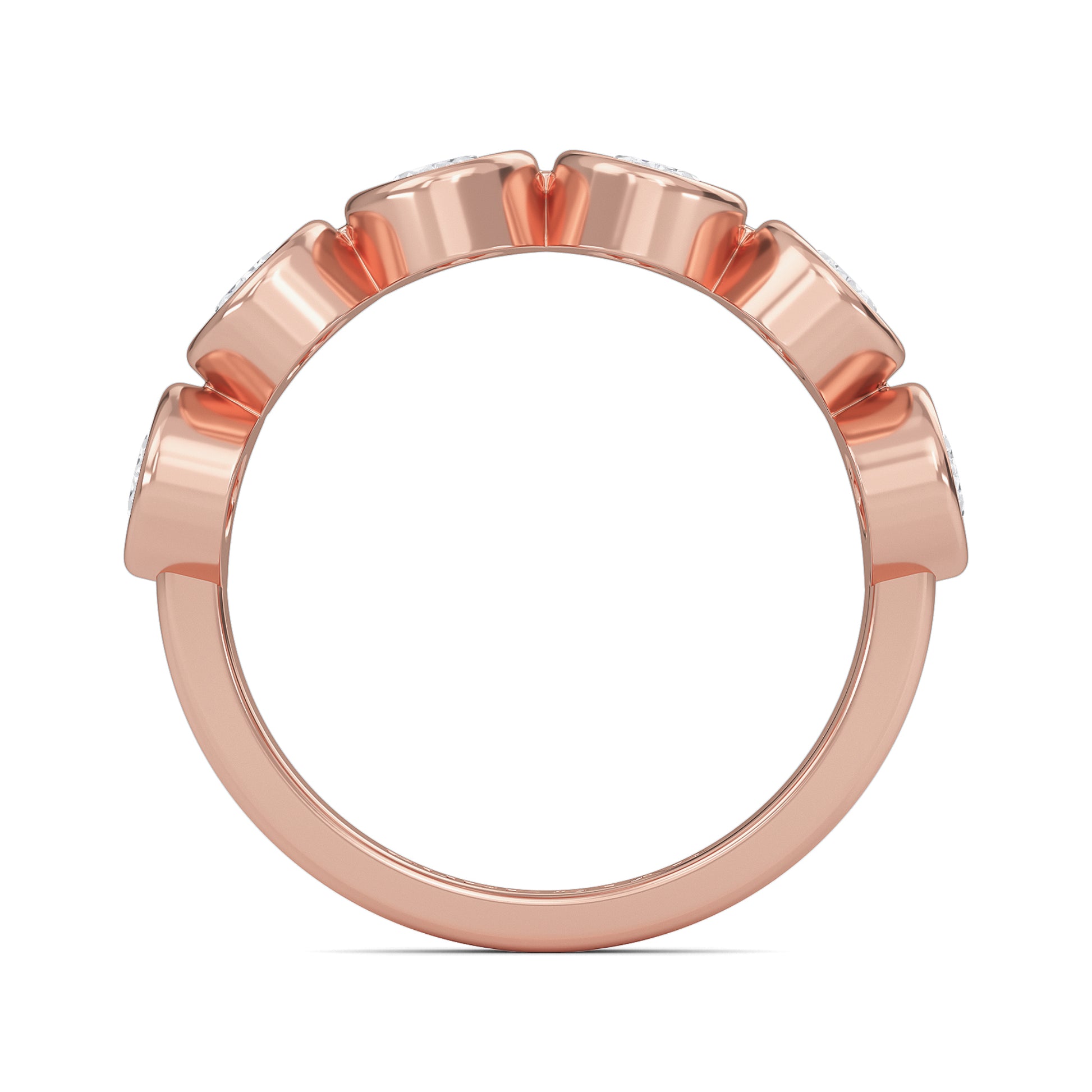 Aurelia Oval cut lab-grown diamond Half Bezel eternity band Rose Gold ring for women - elegant and sustainable jewelry by Wenoor