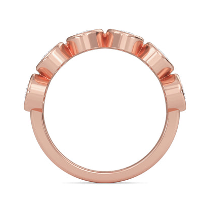 Aurelia Oval cut lab-grown diamond Half Bezel eternity band Rose Gold ring for women - elegant and sustainable jewelry by Wenoor