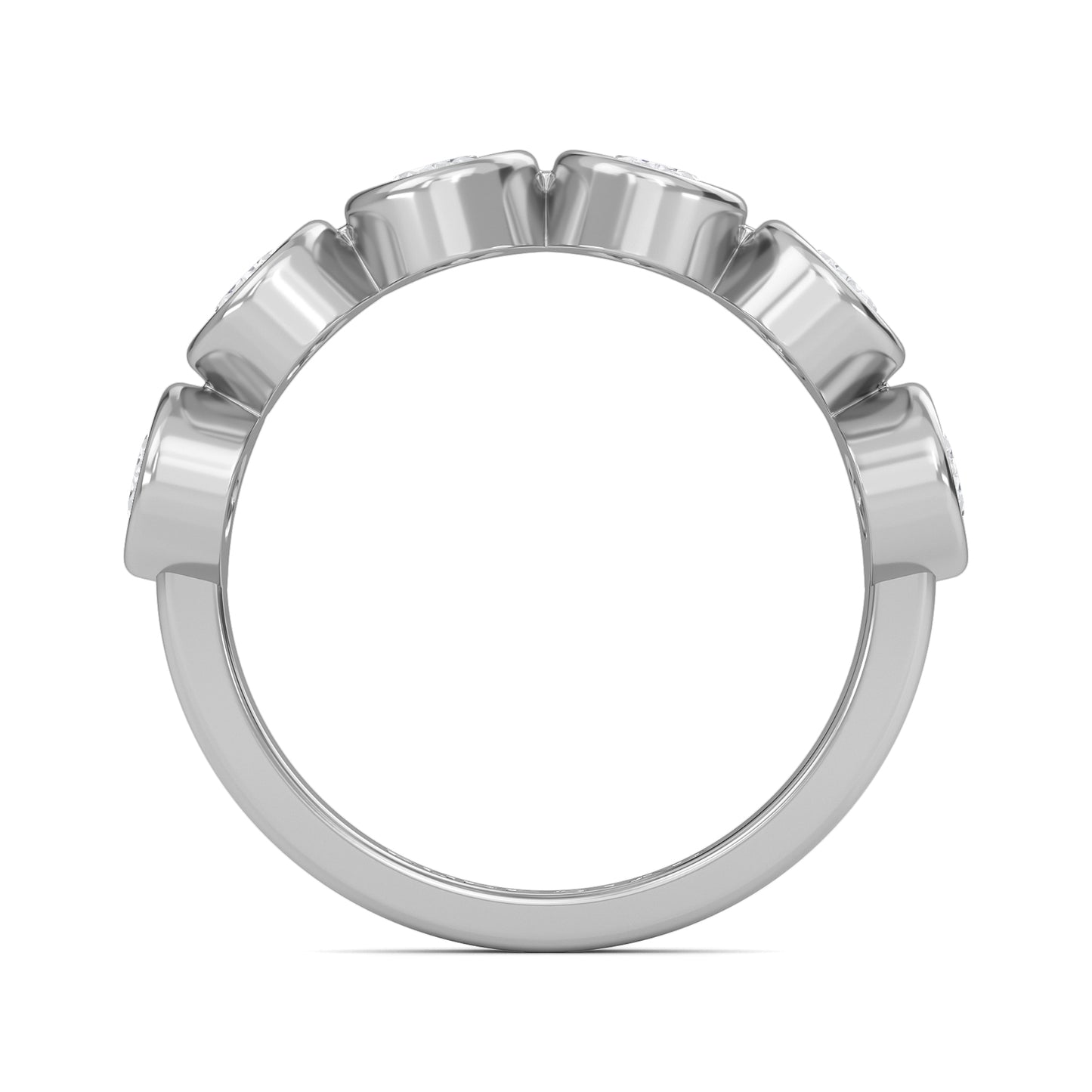 Aurelia Oval cut lab-grown diamond Half Bezel eternity band White Gold ring for women - elegant and sustainable jewelry by Wenoor