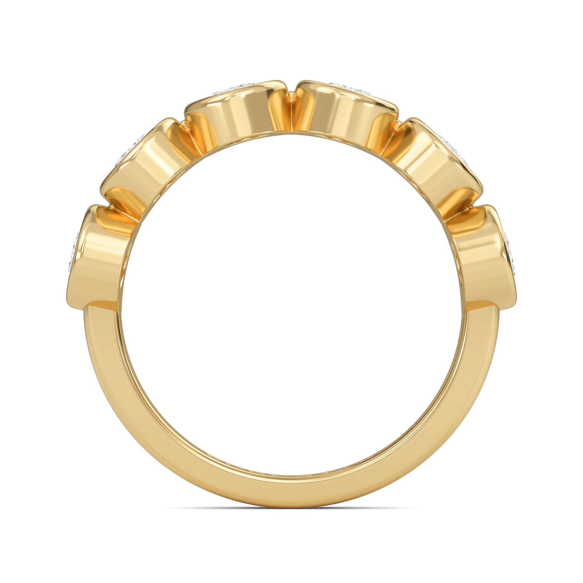 Aurelia Oval cut lab-grown diamond Half Bezel eternity band Yellow Gold ring for women - elegant and sustainable jewelry by Wenoor
