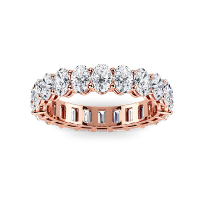 Aviva Half Oval & Emerald cut lab grown diamond Gallery Eternity band Rose Gold ring for women - elegant and sustainable jewelry by Wenoor