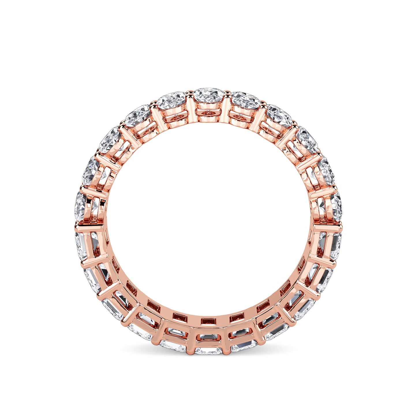 Aviva Half Oval & Emerald cut lab grown diamond Gallery Eternity band Rose Gold ring for women - elegant and sustainable jewelry by Wenoor