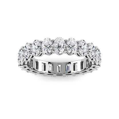 Aviva Half Oval & Emerald cut lab grown diamond Gallery Eternity band White Gold ring for women - elegant and sustainable jewelry by Wenoor