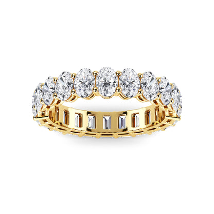 Aviva Half Oval & Emerald cut lab grown diamond Gallery Eternity band Yellow Gold ring for women - elegant and sustainable jewelry by Wenoor
