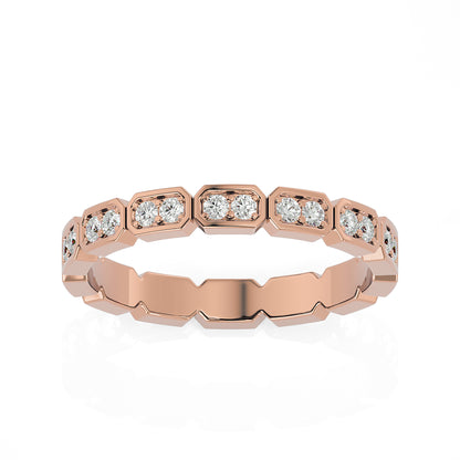 Becky Round cut lab grown diamond Bezel Stackable Eternity band Rose Gold ring for women - elegant and sustainable jewelry by Wenoor