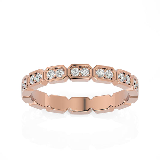 Becky Round cut lab grown diamond Bezel Stackable Eternity band Rose Gold ring for women - elegant and sustainable jewelry by Wenoor