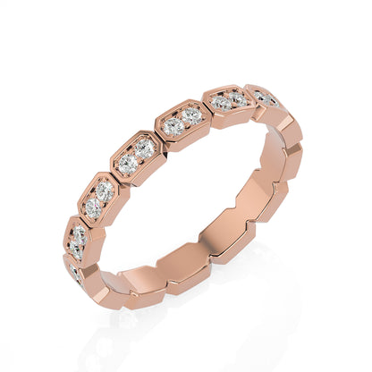 Becky Round cut lab grown diamond Bezel Stackable Eternity band Rose Gold ring for women - elegant and sustainable jewelry by Wenoor