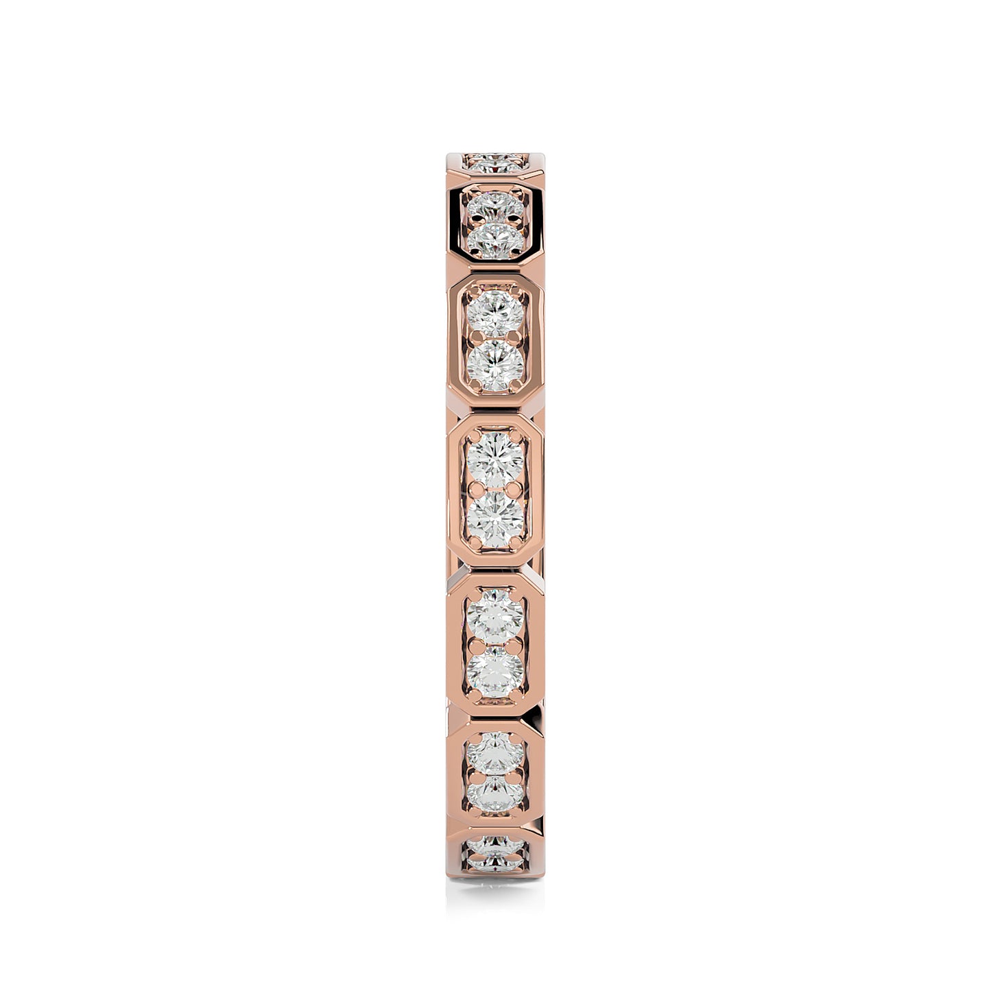 Becky Round cut lab grown diamond Bezel Stackable Eternity band Rose Gold ring for women - elegant and sustainable jewelry by Wenoor
