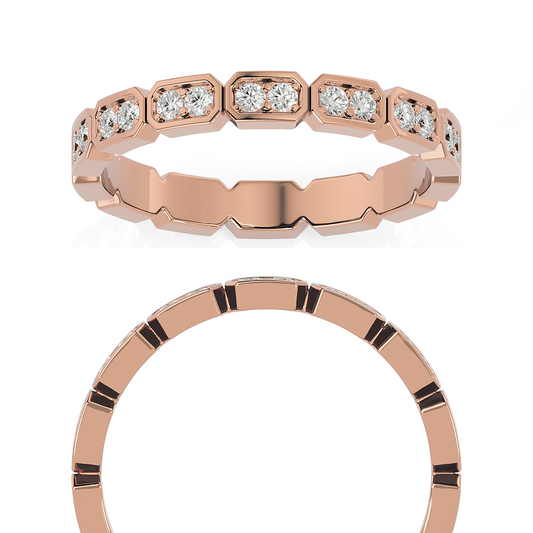 Becky Round cut lab grown diamond Bezel Stackable Eternity band Rose Gold ring for women - elegant and sustainable jewelry by Wenoor