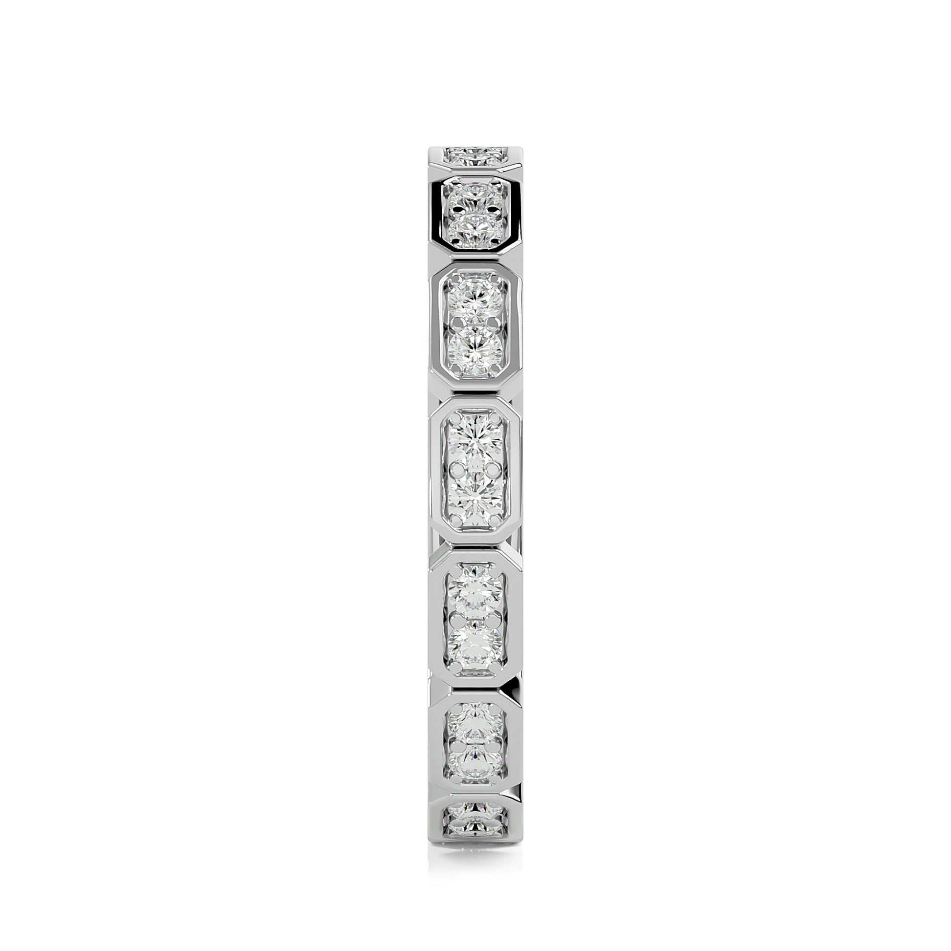 Becky Round cut lab grown diamond Bezel Stackable Eternity band White Gold ring for women - elegant and sustainable jewelry by Wenoor