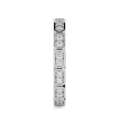 Becky Round cut lab grown diamond Bezel Stackable Eternity band White Gold ring for women - elegant and sustainable jewelry by Wenoor