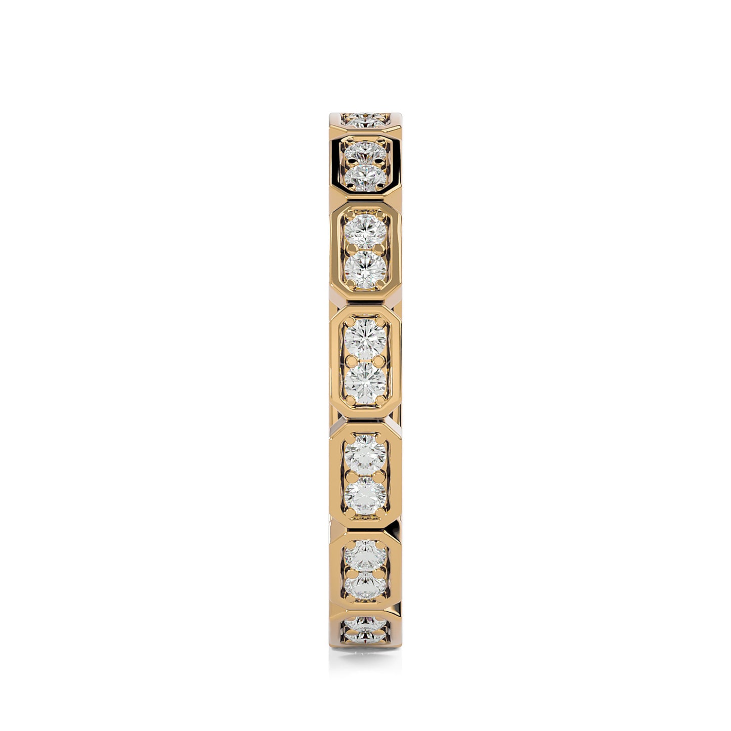 Becky Round cut lab grown diamond Bezel Stackable Eternity band Yellow Gold ring for women - elegant and sustainable jewelry by Wenoor