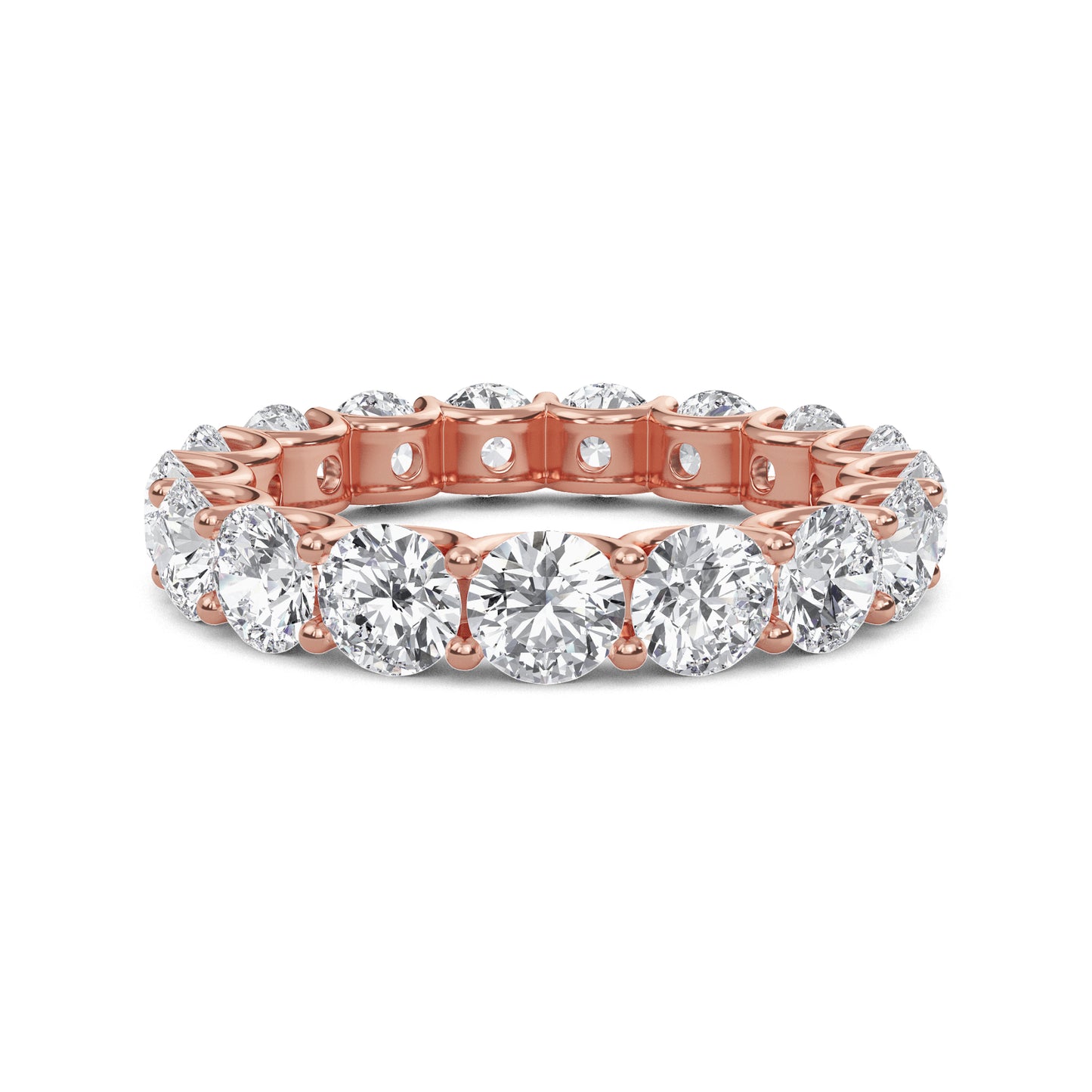 Brenda Round cut lab grown diamond U Prong Eternity band Rose Gold ring for women - elegant and sustainable jewelry by Wenoor
