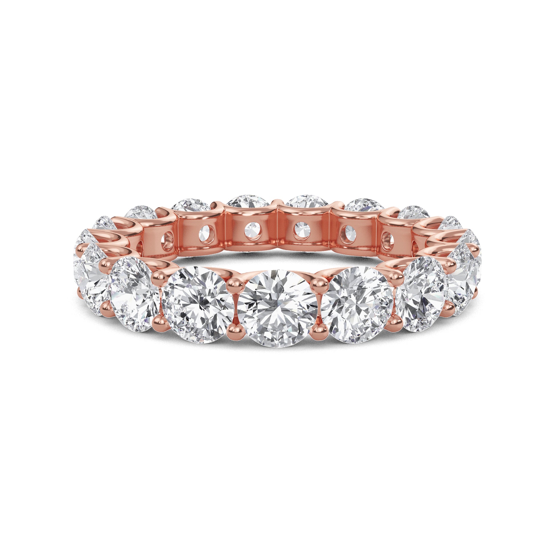 Brenda Round cut lab grown diamond U Prong Eternity band Rose Gold ring for women - elegant and sustainable jewelry by Wenoor