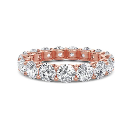 Brenda Round cut lab grown diamond U Prong Eternity band Rose Gold ring for women - elegant and sustainable jewelry by Wenoor