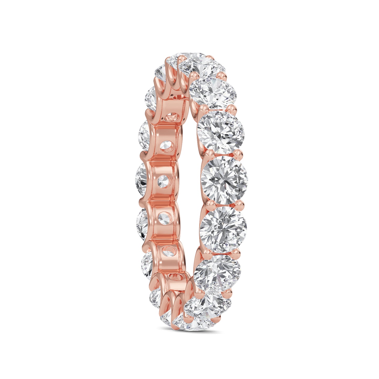 Brenda Round cut lab grown diamond U Prong Eternity band Rose Gold ring for women - elegant and sustainable jewelry by Wenoor