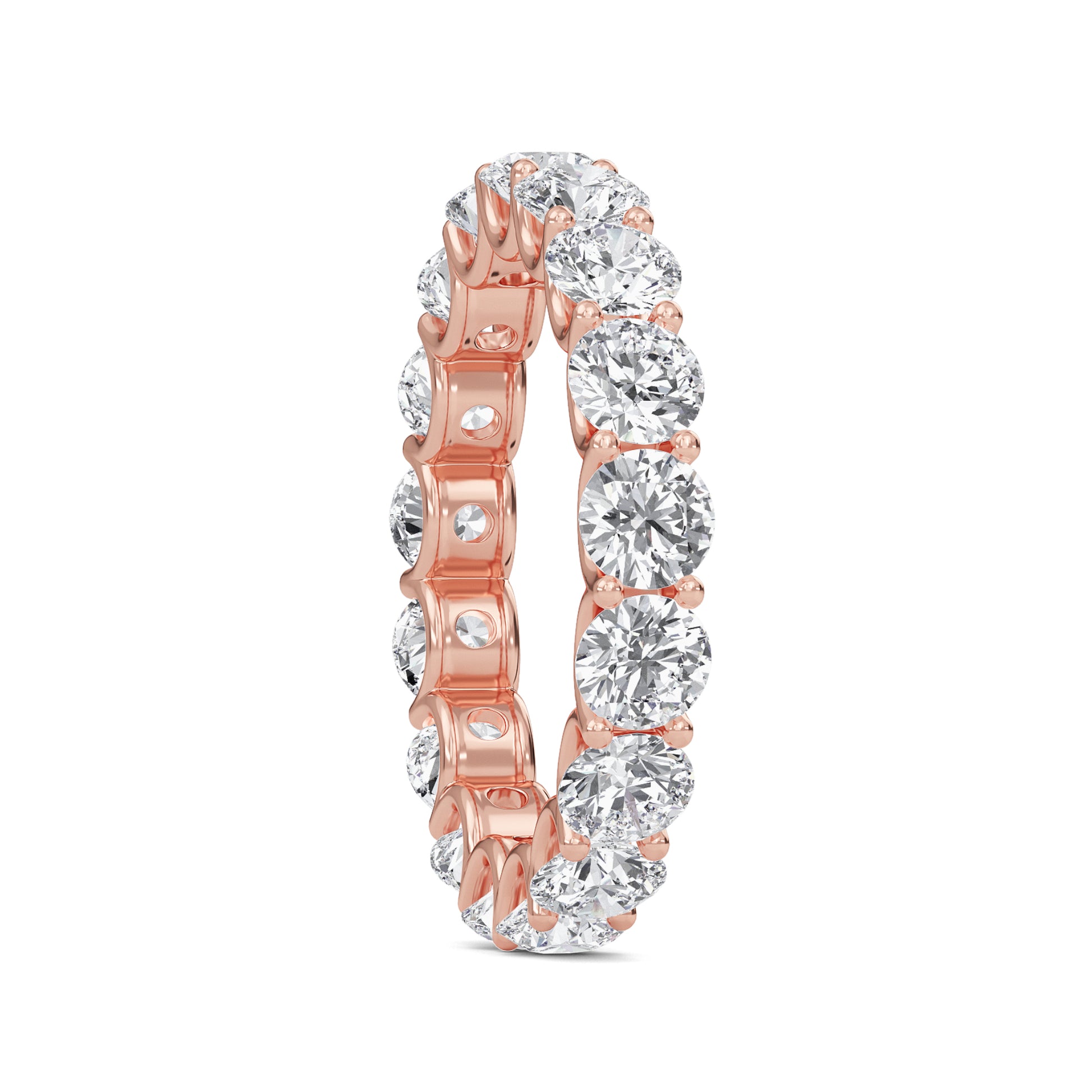 Brenda Round cut lab grown diamond U Prong Eternity band Rose Gold ring for women - elegant and sustainable jewelry by Wenoor