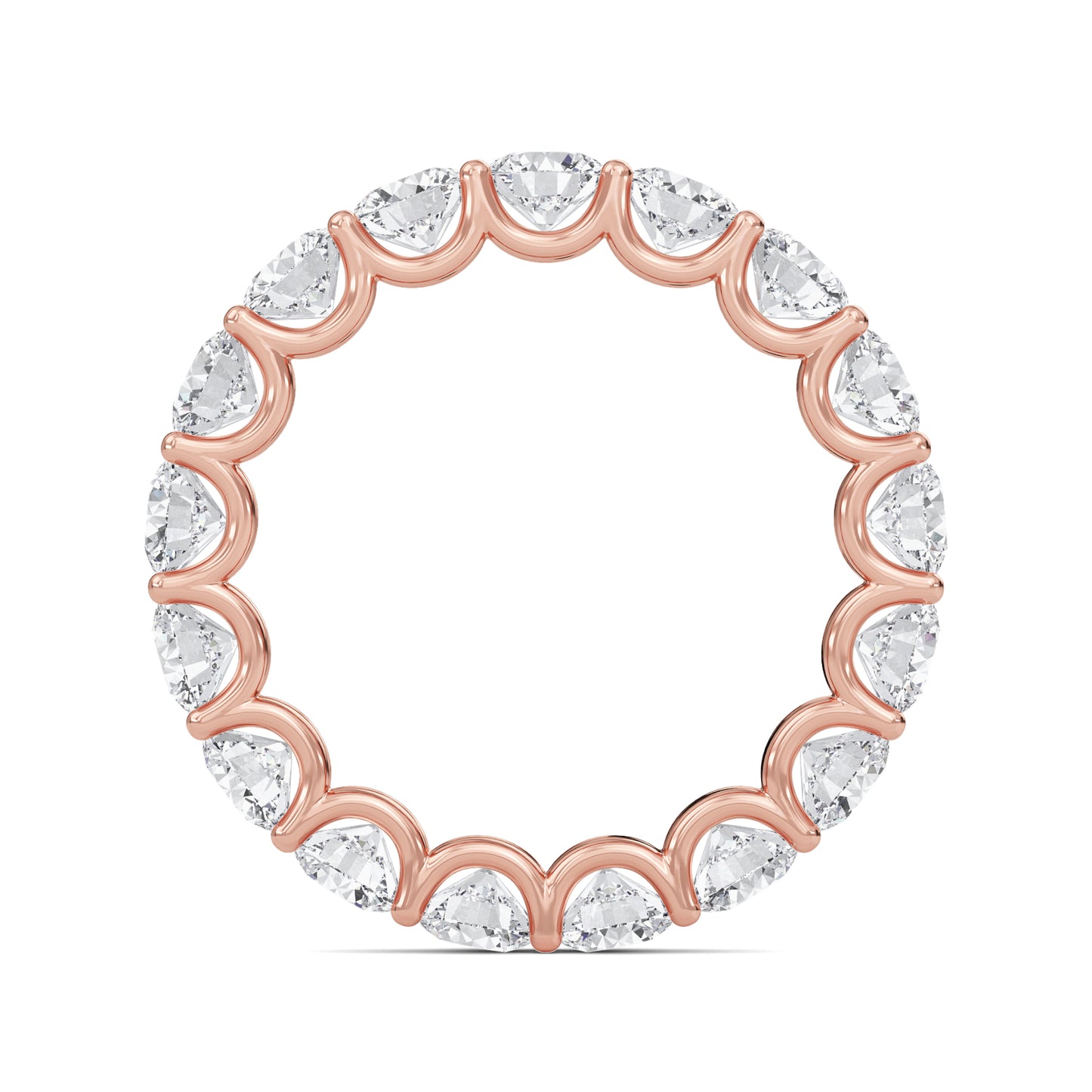 Brenda Round cut lab grown diamond U Prong Eternity band Rose Gold ring for women - elegant and sustainable jewelry by Wenoor