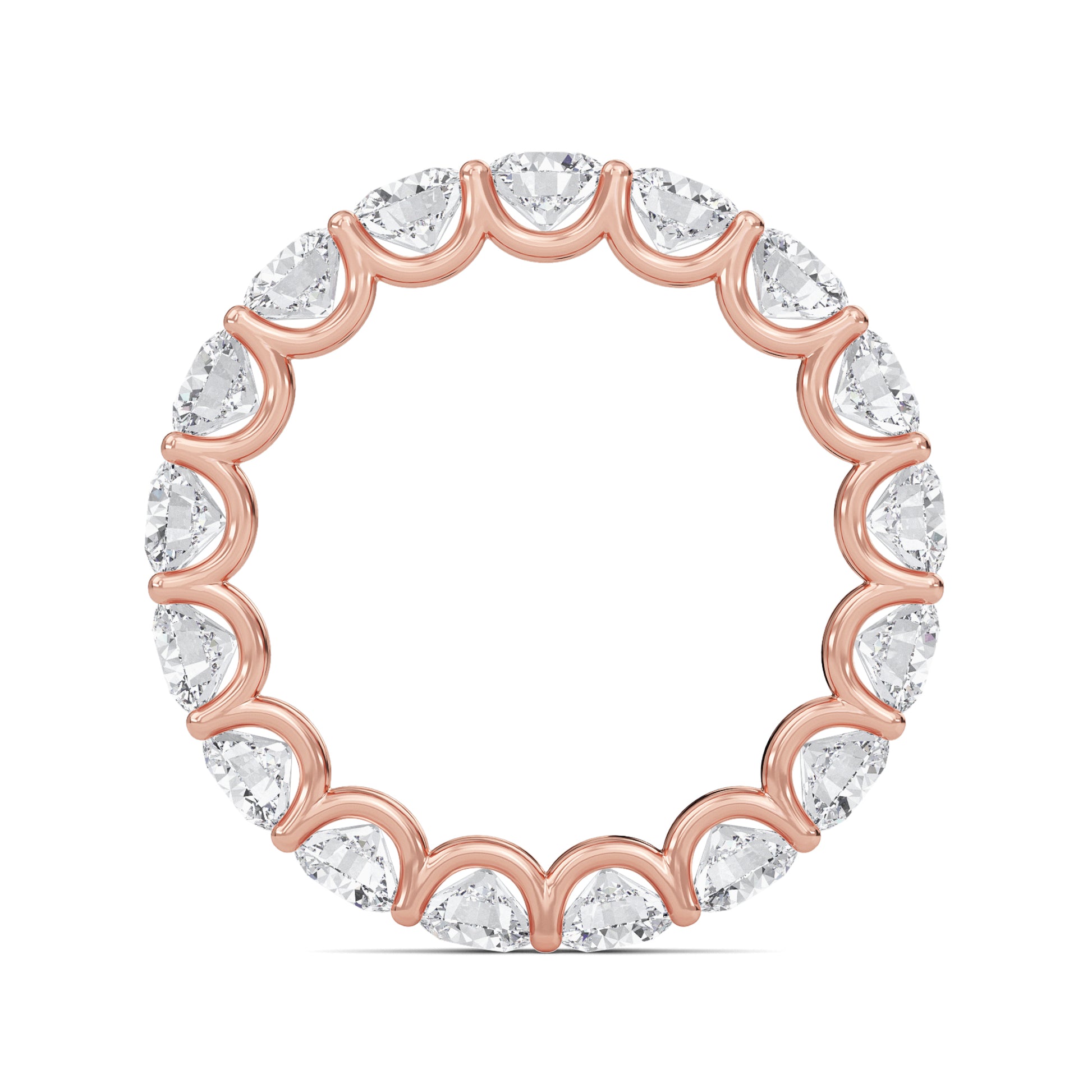 Brenda Round cut lab grown diamond U Prong Eternity band Rose Gold ring for women - elegant and sustainable jewelry by Wenoor