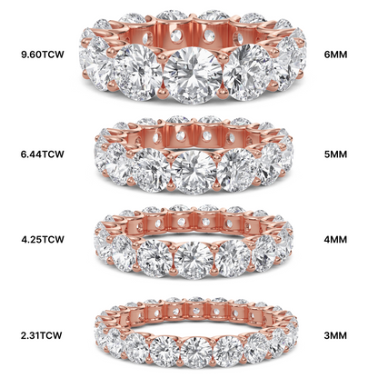 Brenda Round cut lab grown diamond U Prong Eternity band Rose Gold ring for women - elegant and sustainable jewelry by Wenoor