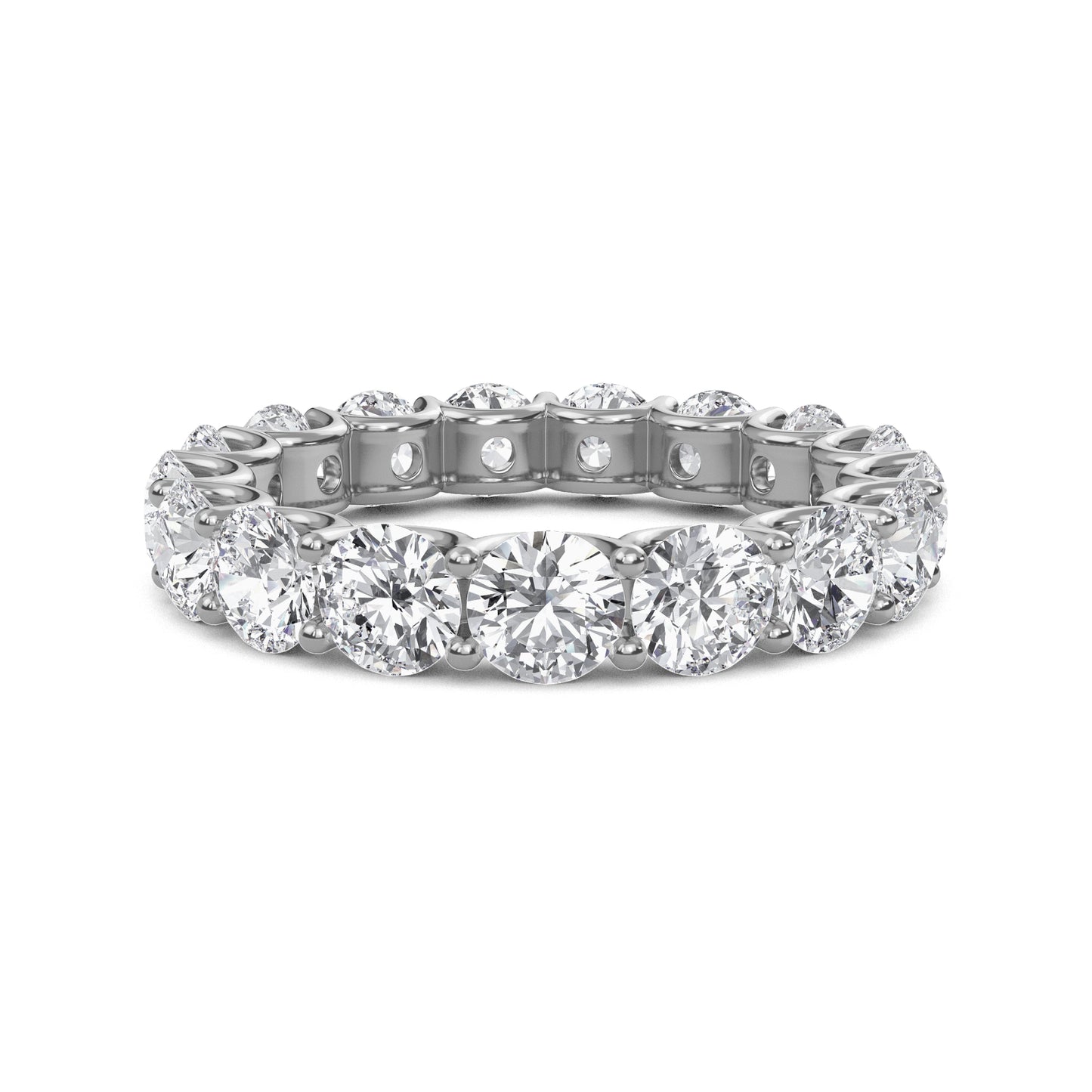 Brenda Round cut lab grown diamond U Prong Eternity band White Gold ring for women - elegant and sustainable jewelry by Wenoor