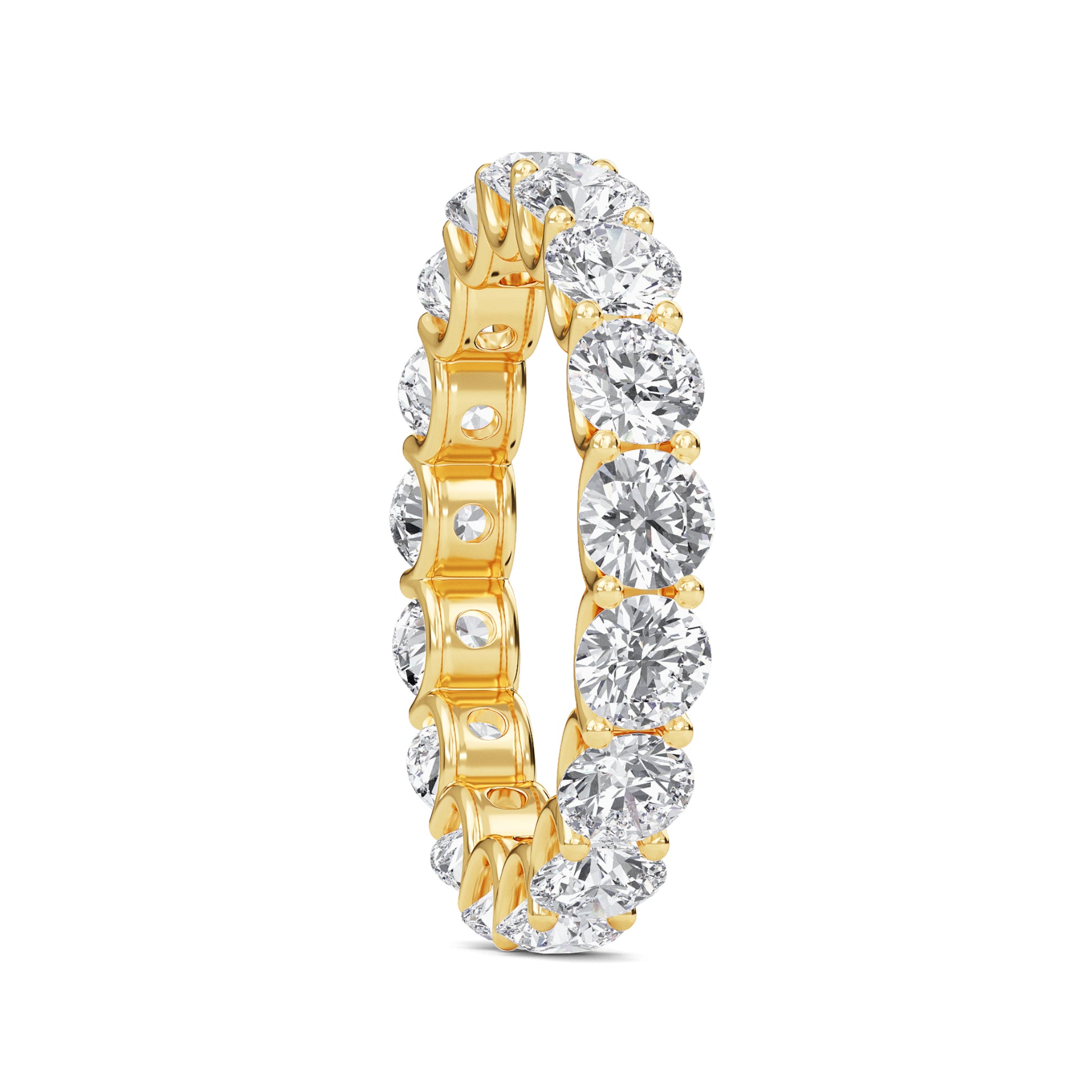 Brenda Round cut lab grown diamond U Prong Eternity band Yellow Gold ring for women - elegant and sustainable jewelry by Wenoor
