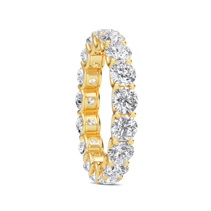Brenda Round cut lab grown diamond U Prong Eternity band Yellow Gold ring for women - elegant and sustainable jewelry by Wenoor