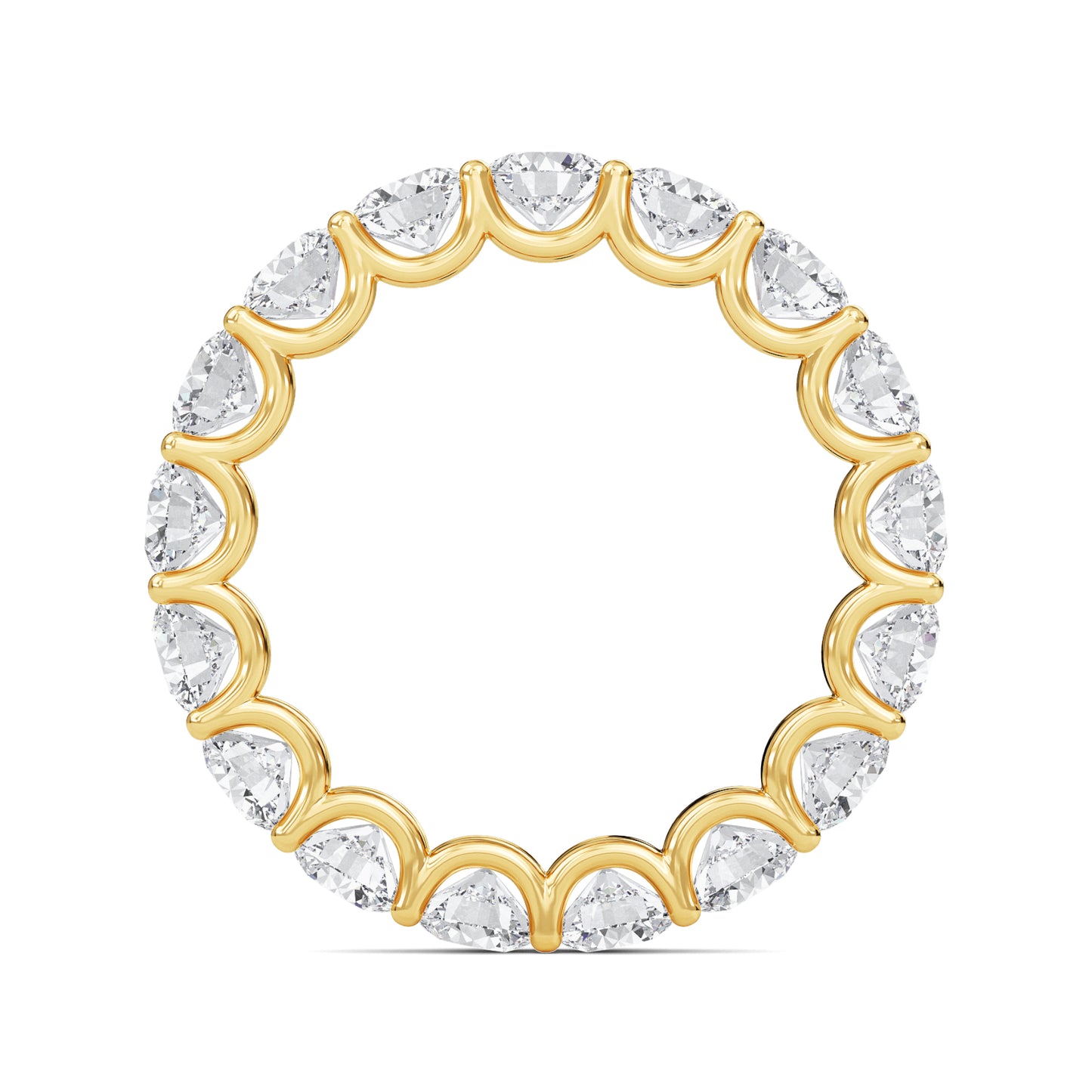 Brenda Round cut lab grown diamond U Prong Eternity band Yellow Gold ring for women - elegant and sustainable jewelry by Wenoor