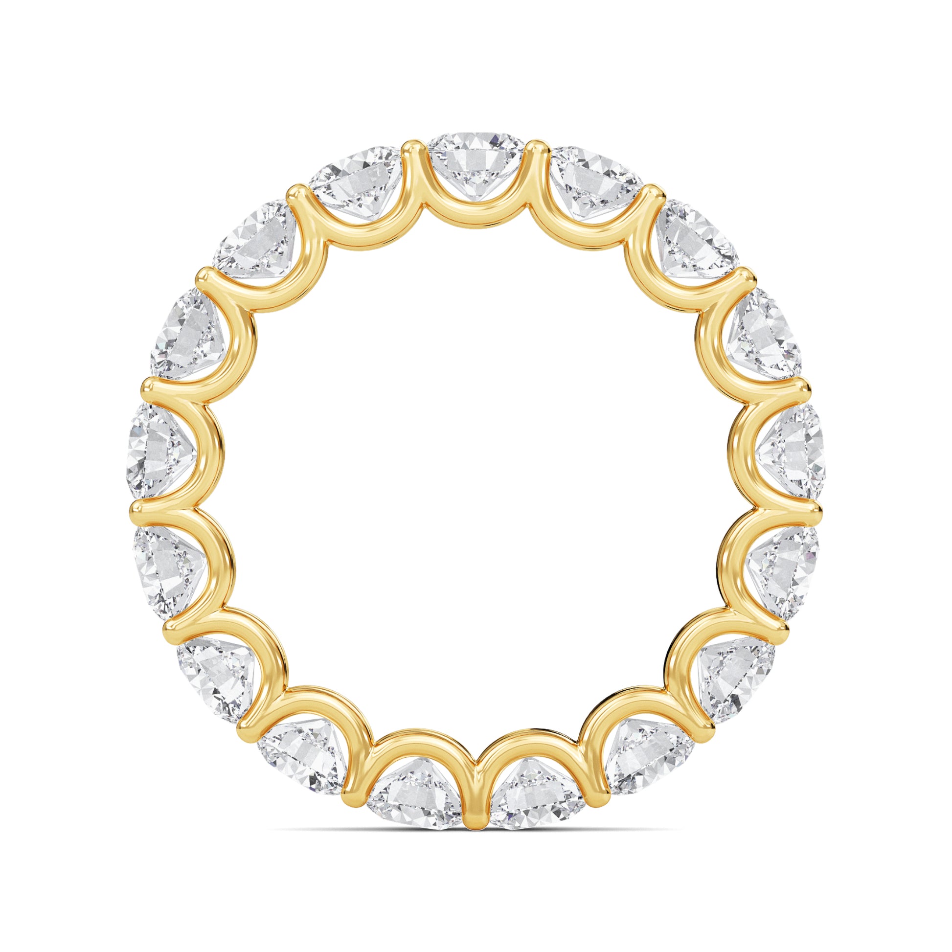 Brenda Round cut lab grown diamond U Prong Eternity band Yellow Gold ring for women - elegant and sustainable jewelry by Wenoor