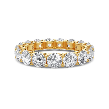 Brenda Round cut lab grown diamond U Prong Eternity band Yellow Gold ring for women - elegant and sustainable jewelry by Wenoor