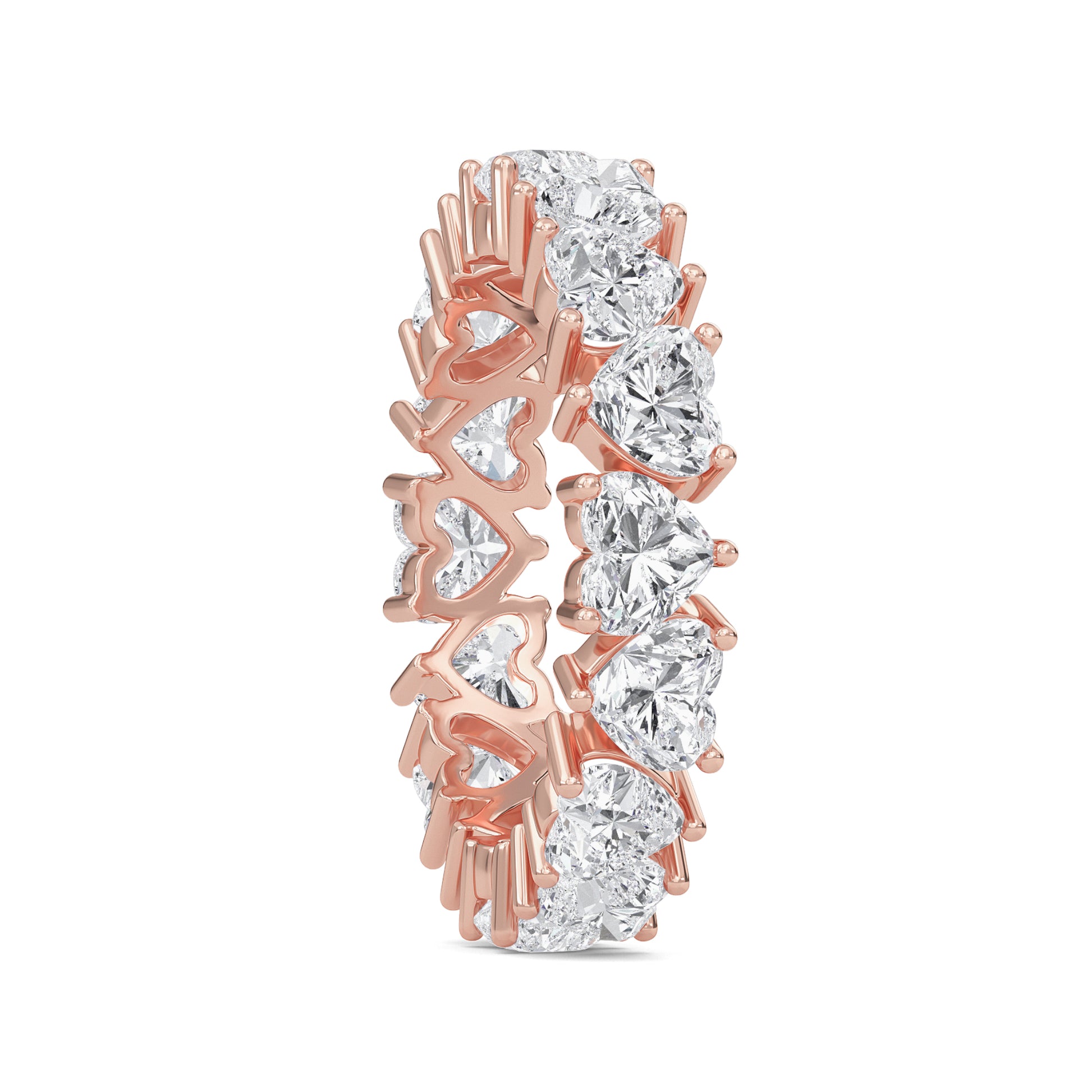 Briar Heart cut lab grown diamond Shared Prong Eternity band Rose Gold ring 4mm for women - elegant and sustainable jewelry by Wenoor